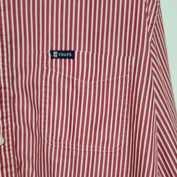 Chaps Red Casual Button Down Shirt with Classic Collar - Picture 3 of 4